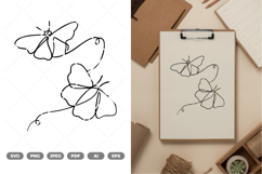 Minimalism Monoline Butterflies SVG &amp; Clipart Product Image 1