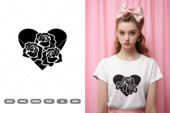 Roses with Love Shape SVG &amp; Clipart Product Image 1