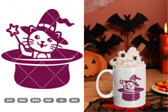 Kawaii Witch Cat SVG &amp; Clipart Product Image 1
