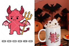Kawaii Chibi Demon Colored SVG &amp; Clipart Product Image 1