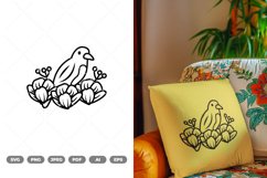 Bird With Flowers SVG &amp; Clipart Product Image 1
