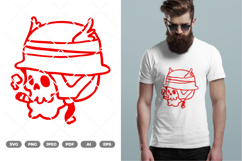Skull Head Wearing Helmet SVG &amp; Clipart Product Image 1