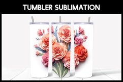 6 3D Carnations Flowers Tumbler Sublimation | Paper Quilling Product Image 3