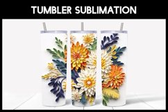 6 3D Chrysanthemum Flowers Tumbler Sublimation | Paper Cut Product Image 3