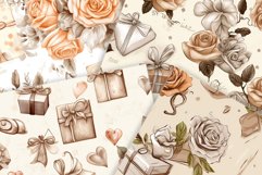 Romantic Sepia Valentine: Vintage Rose Seamless Patterns Product Image 4