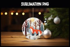 3D Fox Christmas Ornament Round Sign I Winter Round Sign Product Image 1