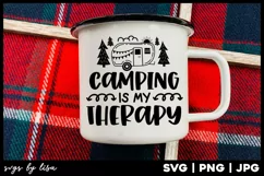 Camping is my therapy | Camp quote svg and png files Product Image 2