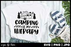 Camping is my therapy | Camp quote svg and png files Product Image 1