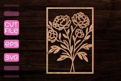 Frame with Flowers SVG,Wood cut frame with floral design Product Image 1