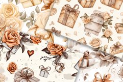 Romantic Sepia Valentine: Vintage Rose Seamless Patterns Product Image 5