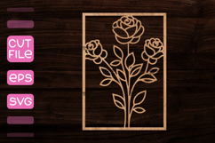 Frame with Flowers SVG,Wood cut frame with floral design Product Image 1