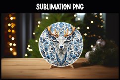 3D Deer Christmas Ornament Round Sign I Winter Round Sign Product Image 1