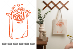 Floral Grocery Bag SVG &amp; Clipart Product Image 1