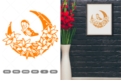 Floral Moon and Butterfly SVG &amp; Clipart Product Image 1