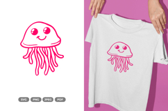 Kawaii Jellyfish SVG &amp; Clipart - Sea Animal Cut File Product Image 1