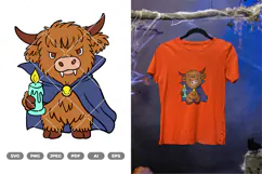 Highland Cow Halloween Colored SVG & Clipart Product Image 1
