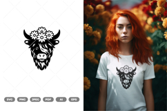 Floral Highland Cow SVG &amp; Clipart Product Image 1