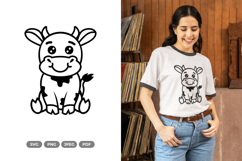 Kawaii Cow SVG &amp; Clipart - Sitting Cow Product Image 1