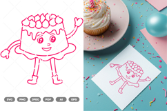 Birthday Cake Mascot SVG &amp; Clipart Product Image 1