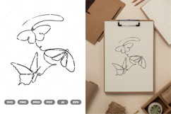 Minimalism Monoline Butterflies SVG &amp; Clipart Product Image 1