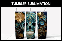 3D Skulls with Flowers Tumbler Sublimation |3D Halloween II Product Image 4
