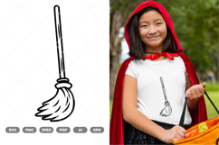 Broom Witch Outline SVG &amp; Clipart Product Image 1