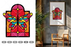 Butterfly Stained Glass Colored SVG &amp; Clipart Product Image 1
