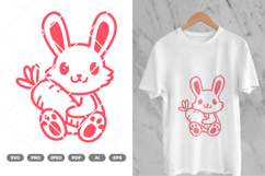 Tiny Bunny with Carrot SVG &amp; Clipart Product Image 1