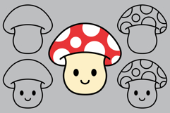 Happy Red Cap Mushroom Clip Art Set Product Image 2