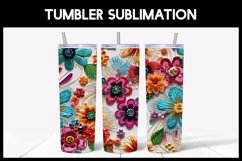 6 Embroidered Flowers Seamless Tumbler Sublimation Product Image 4