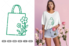 Floral Shopping Bag SVG &amp; Clipart Product Image 1
