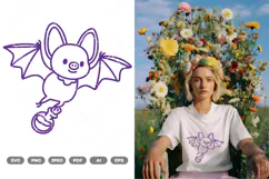 Kawaii Bat SVG & Clipart Product Image 1