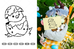 Easter Chick Doodle SVG &amp; Clipart Product Image 1