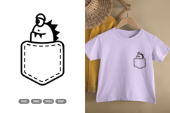 Kawaii Monster on Pocket SVG &amp; Clipart Product Image 1