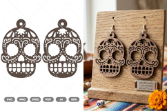 Sugar Skull Earrings SVG &amp; Clipart Product Image 1