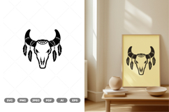 Boho Bull Head Skull SVG &amp; Clipart Product Image 1