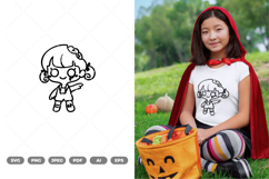 Kawaii Chibi Zombie Girl SVG &amp; Clipart Product Image 1