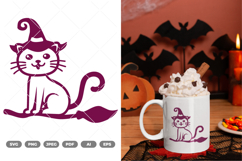 Kawaii Witch Cat SVG &amp; Clipart Product Image 1