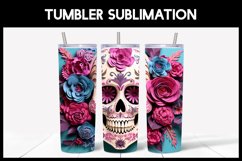 3D Skulls with Flowers Tumbler Sublimation |3D Halloween II Product Image 4