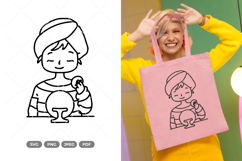 Girl Cartoon Doodle SVG &amp; Clipart Product Image 1