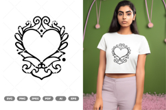 Floral Heart Tattoo SVG &amp; Clipart Product Image 1