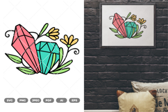 Floral Diamond Colored SVG &amp; Clipart Product Image 1