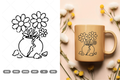 Flowers In Broken Vase SVG &amp; Clipart Product Image 1