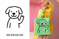 Cute Waving Dog SVG &amp; Clipart Product Image 1