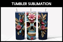 3D Skulls with Flowers Tumbler Sublimation |3D Halloween Product Image 4