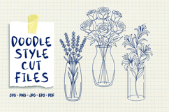 Floral Vase Doodle Line Art Cut Files Product Image 1