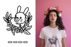 Rabbit and Flowers SVG &amp; Clipart Product Image 1