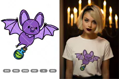 Kawaii Bat Colored SVG & Clipart Product Image 3