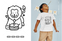 Birthday Lion Doodle SVG &amp; Clipart Product Image 1