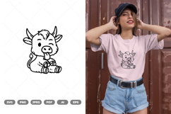 Kawaii Highland Cow SVG &amp; Clipart Product Image 1